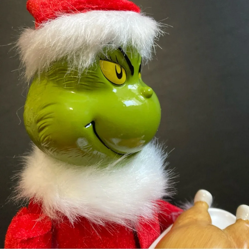 THE GRINCH Dr Seuss w/ Turkey Wood Nutcracker Santa 11” New Grinchmas - Picture 8 of 11